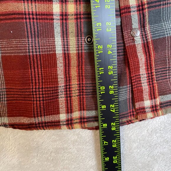 Volcom Mens Flannel Shirt Small Classic Fit Red Plaid Cotton Blend Long Sleeve - Picture 5 of 9